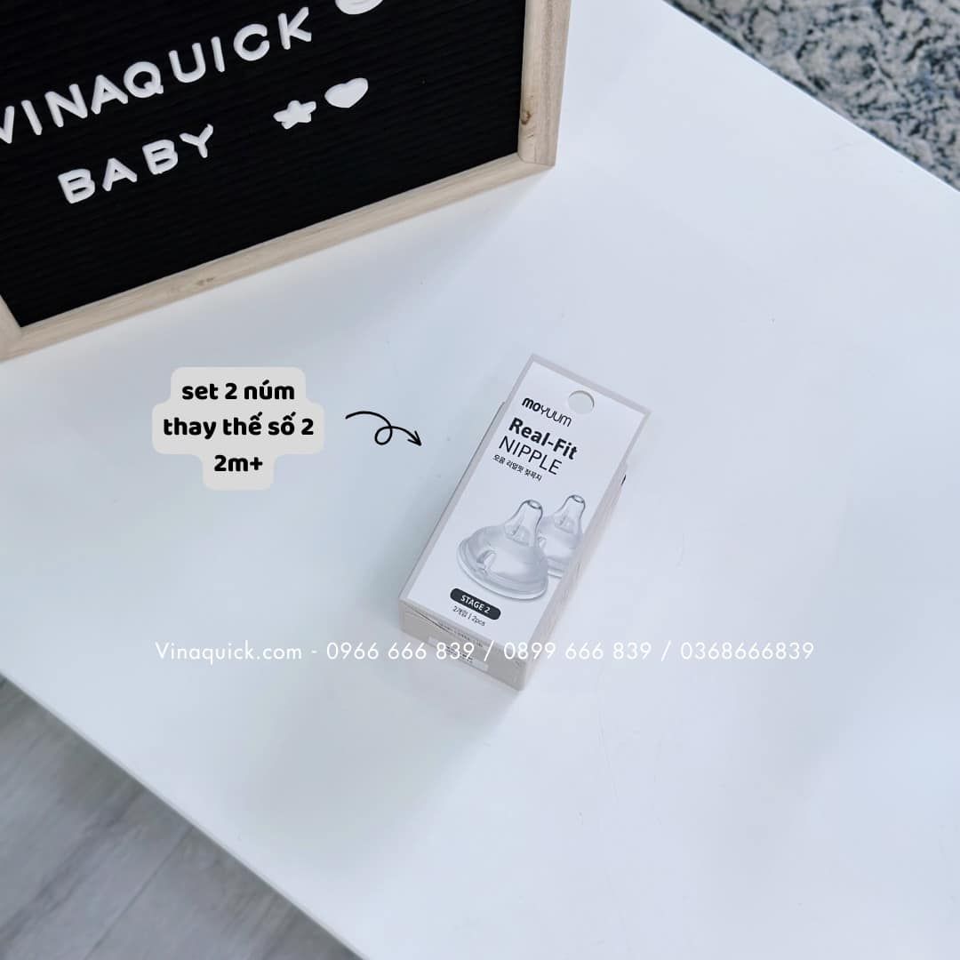 Set 2 Núm Ti Cổ Rộng Thay Thế Bình Sữa Moyuum Siêu Mềm