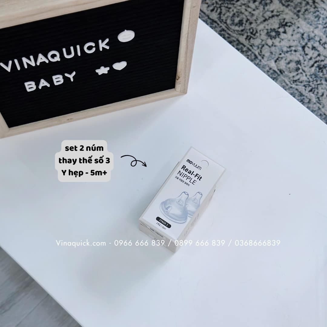 Set 2 Núm Ti Cổ Rộng Thay Thế Bình Sữa Moyuum Siêu Mềm