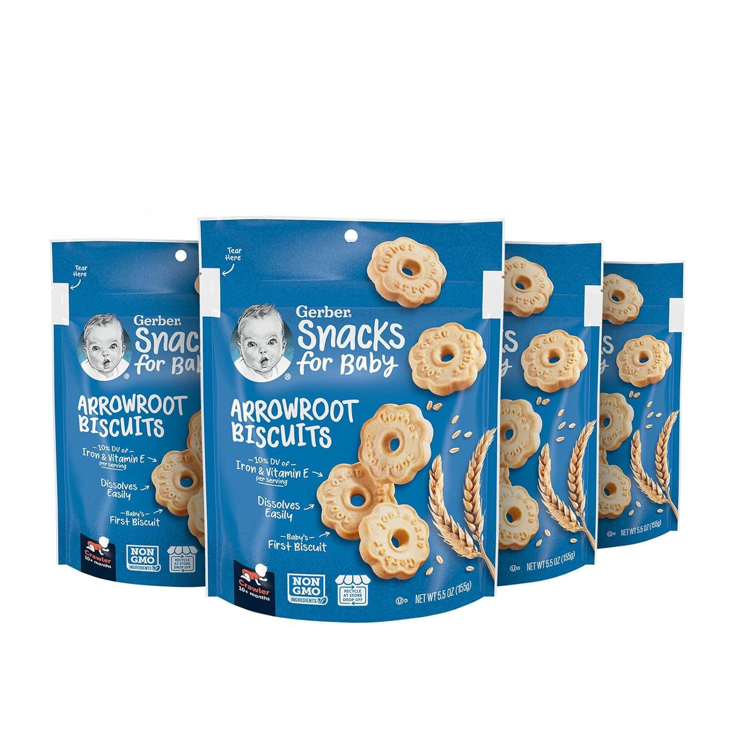 BÁNH QUY ĂN DẶM GERBER ARROWROOT BISCUITS CHO BÉ TỪ 10M+ (155G)