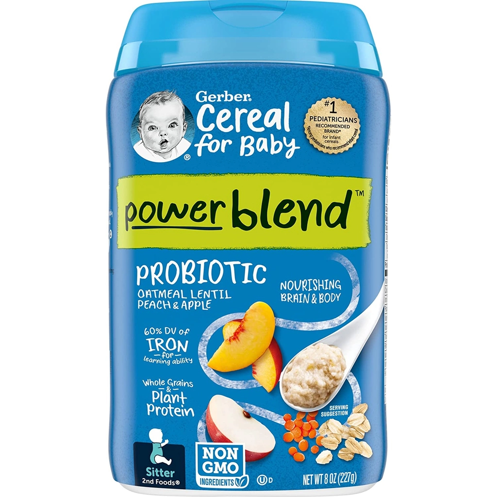 Bột Ăn Dặm Gerber Vị Yến Mạch Đậu Lăng, Đào và Táo Cho Bé Từ 6M+ (227g)