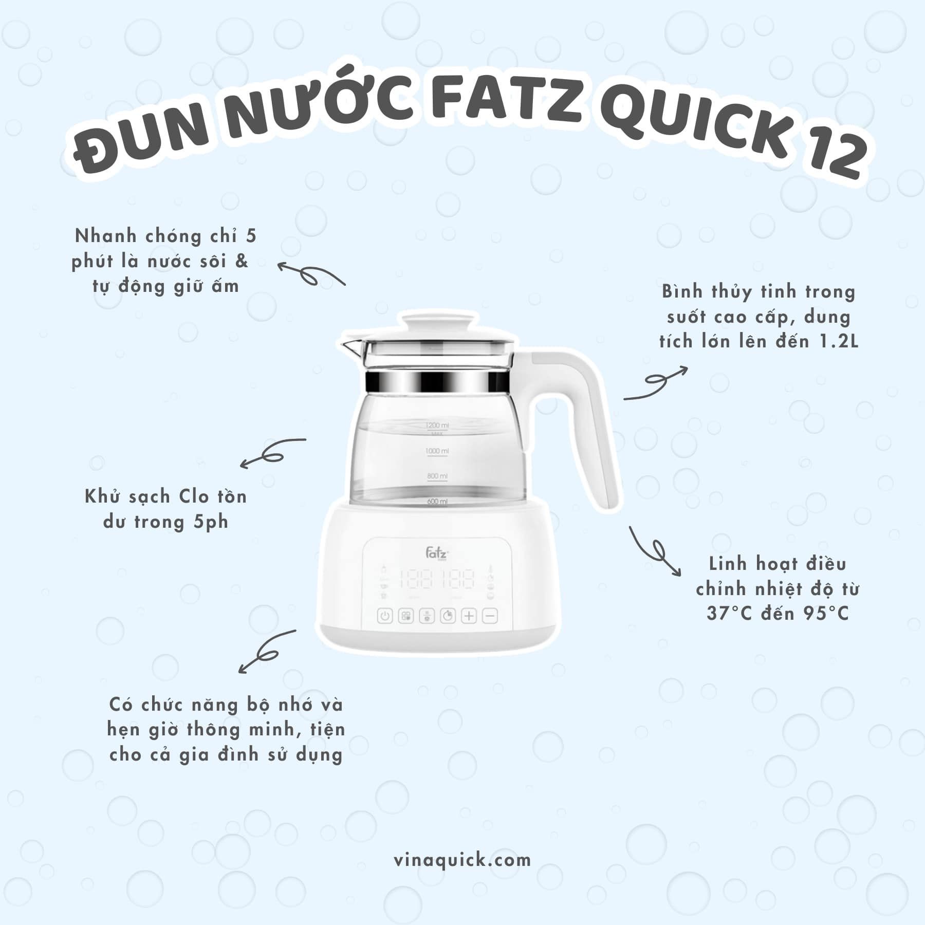Máy đun và hâm nước pha sữa điện tử Fatzbaby QUICK 12