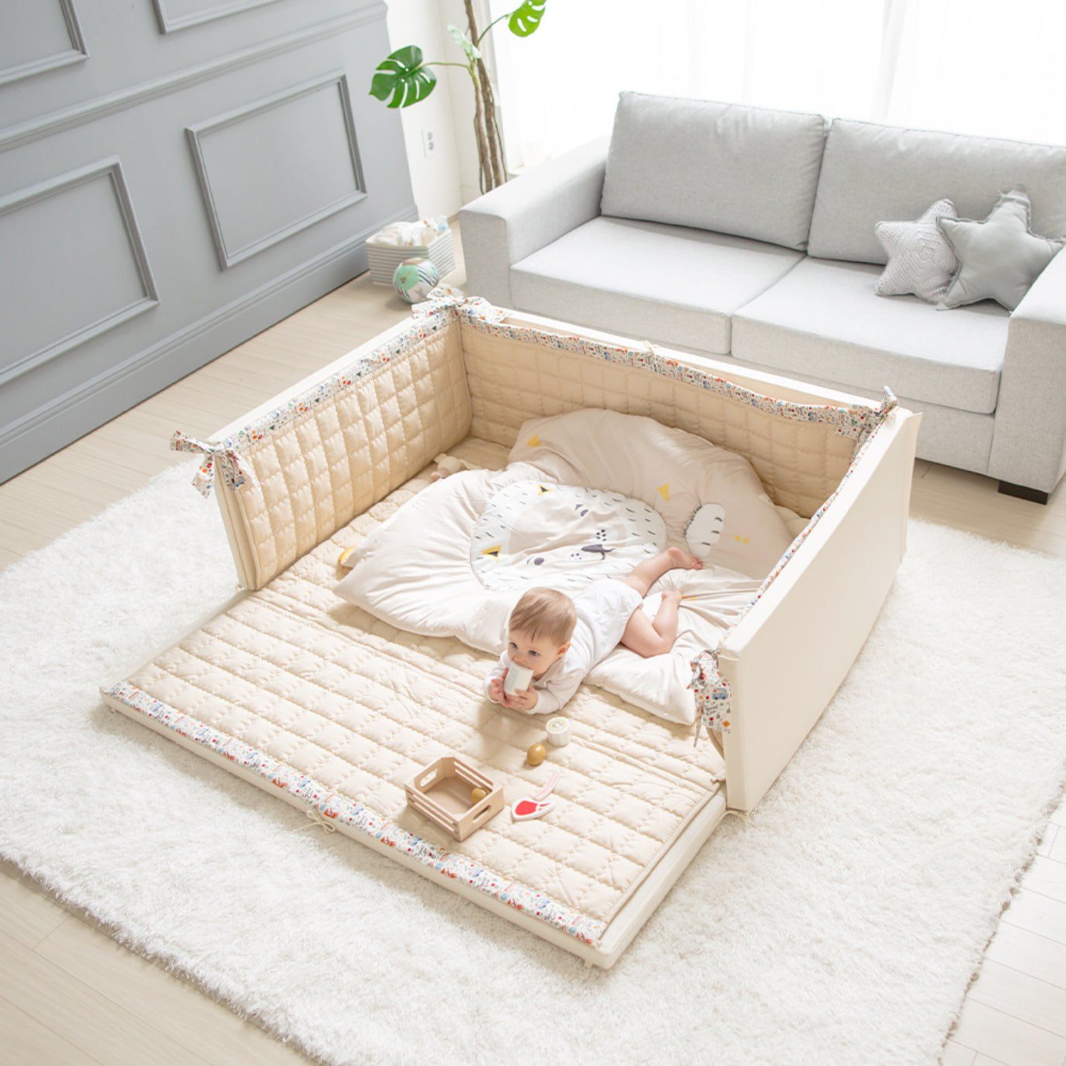 BUMPER BED GGUMBI DÒNG HIGH GUARD - MÀU IVORY