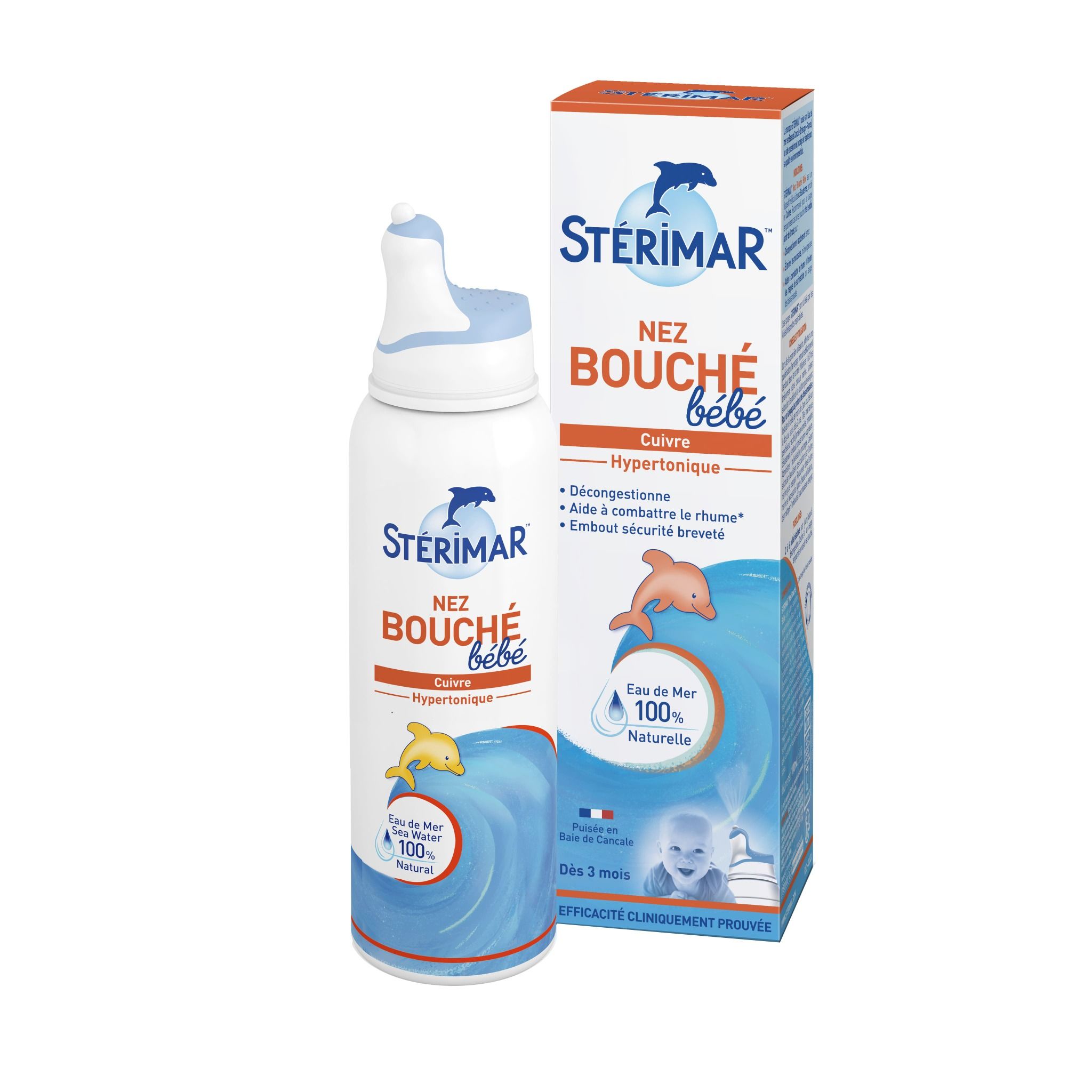 Xịt muối biển Stérimar kháng viêm cá heo cam - 100ml