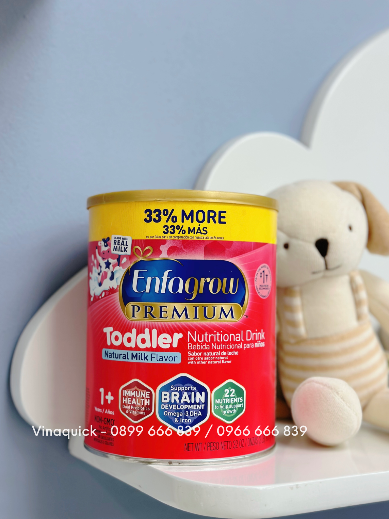 Sữa Enfagrow Premium Toddler Nutritional Drink - Natural Milk Flavor Cho Bé Từ 12 - 36 Tháng (907g)