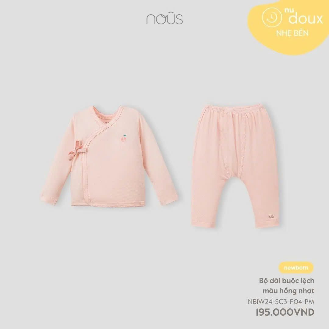 Bộ dài Nous buộc lệch màu hồng nhạt NB