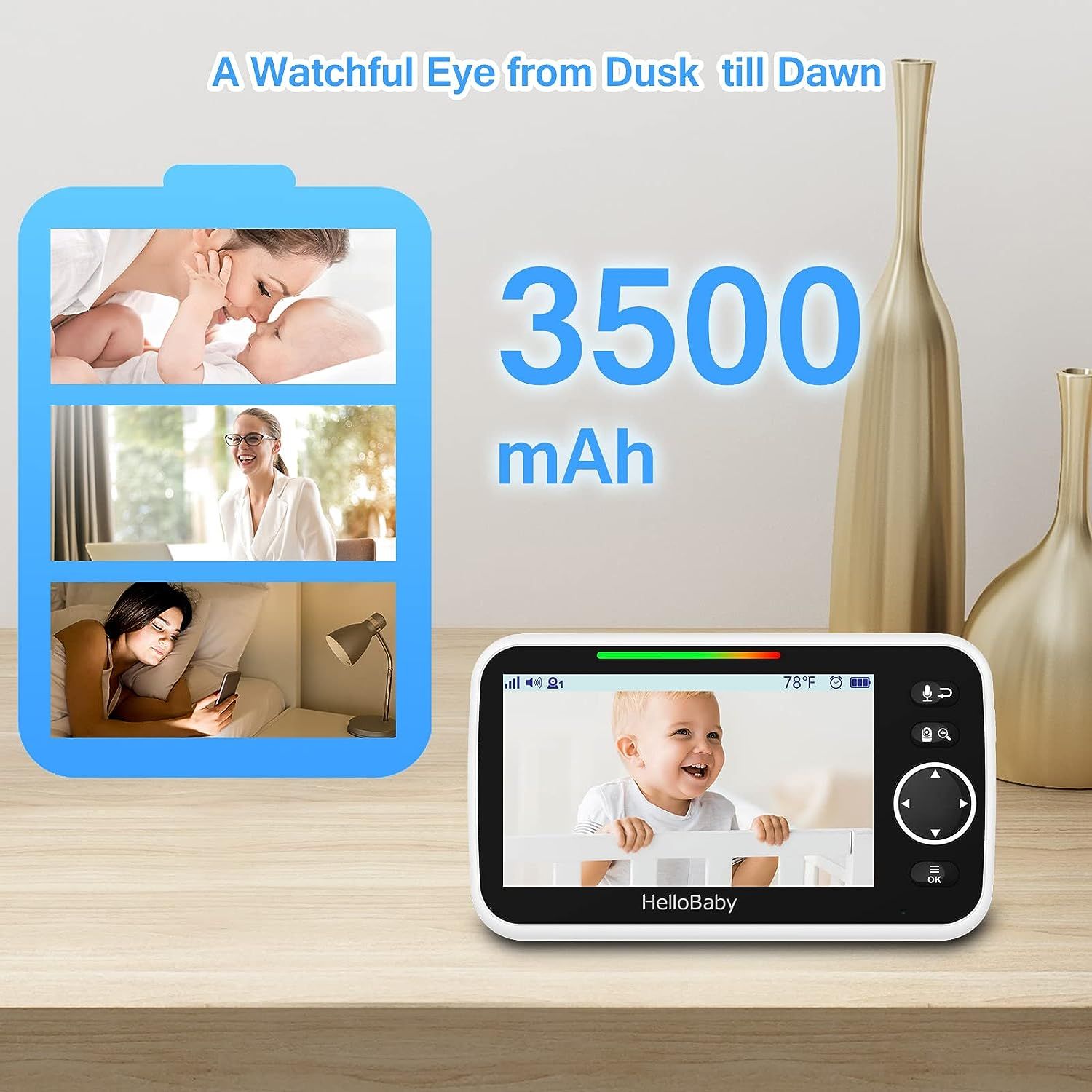 Camera theo dõi - báo khóc HelloBaby HB6250 (5 inch)