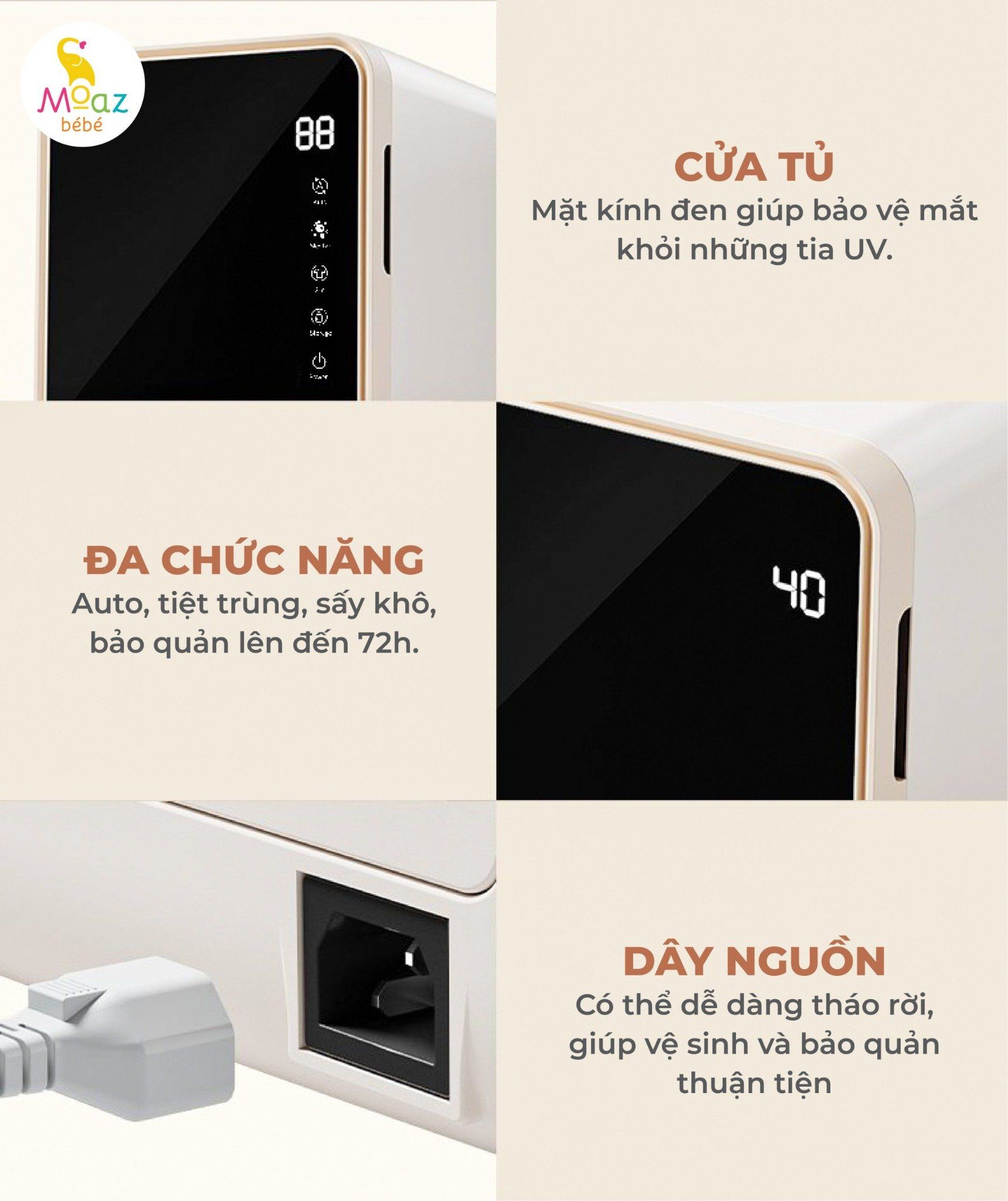 Máy tiệt trùng sấy khô bình sữa UVC & I-ON Moaz BéBé MB-082