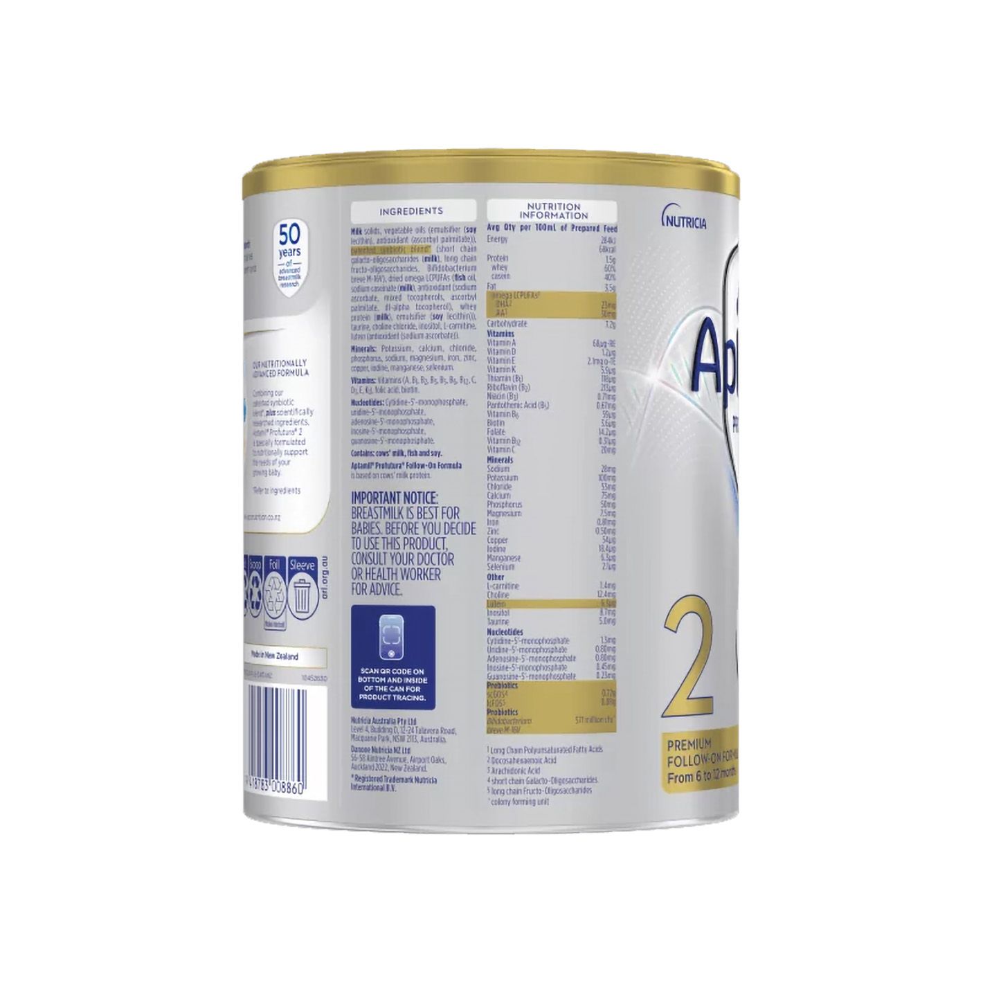 Sữa bột Aptamil Profutura Úc số 2 cho bé từ 6-12 tháng (900g) - CT