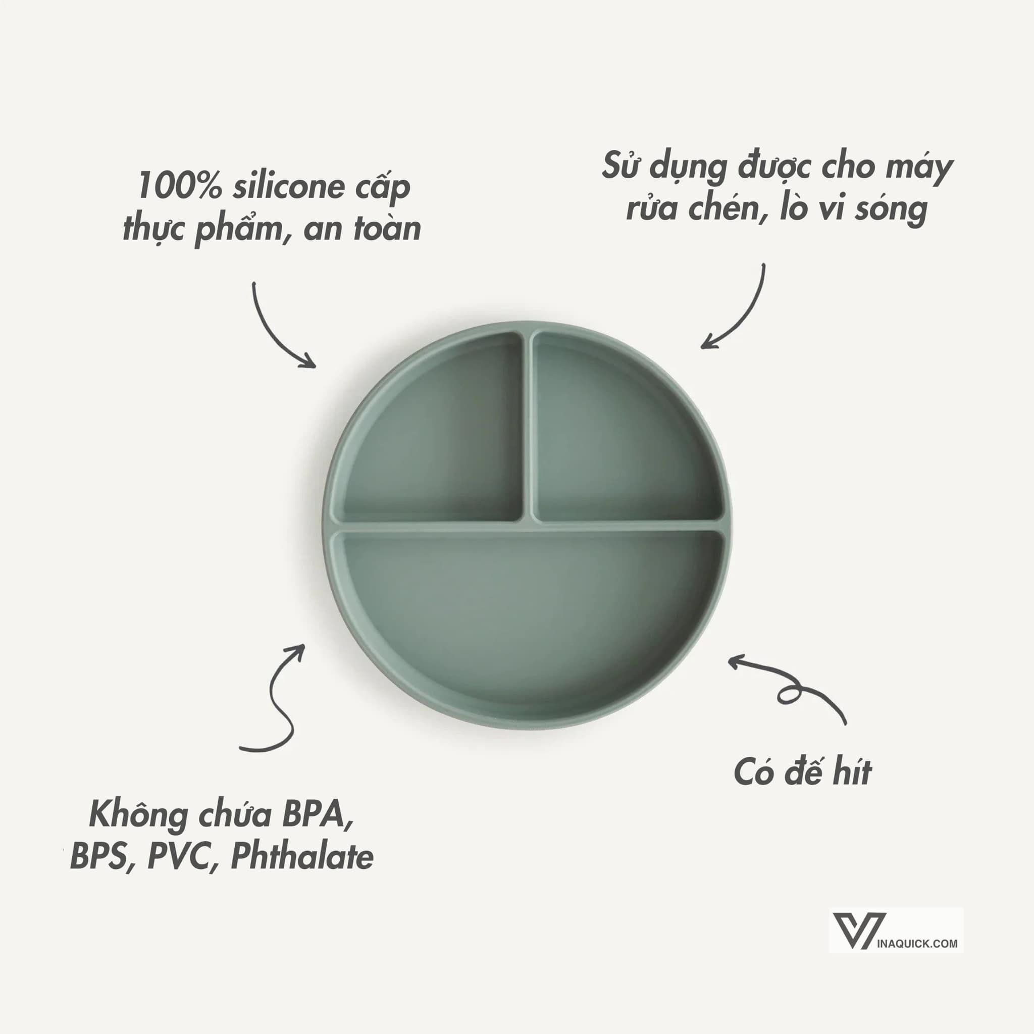 Khay Ăn Dặm Chia Ngăn Silicone Mushie