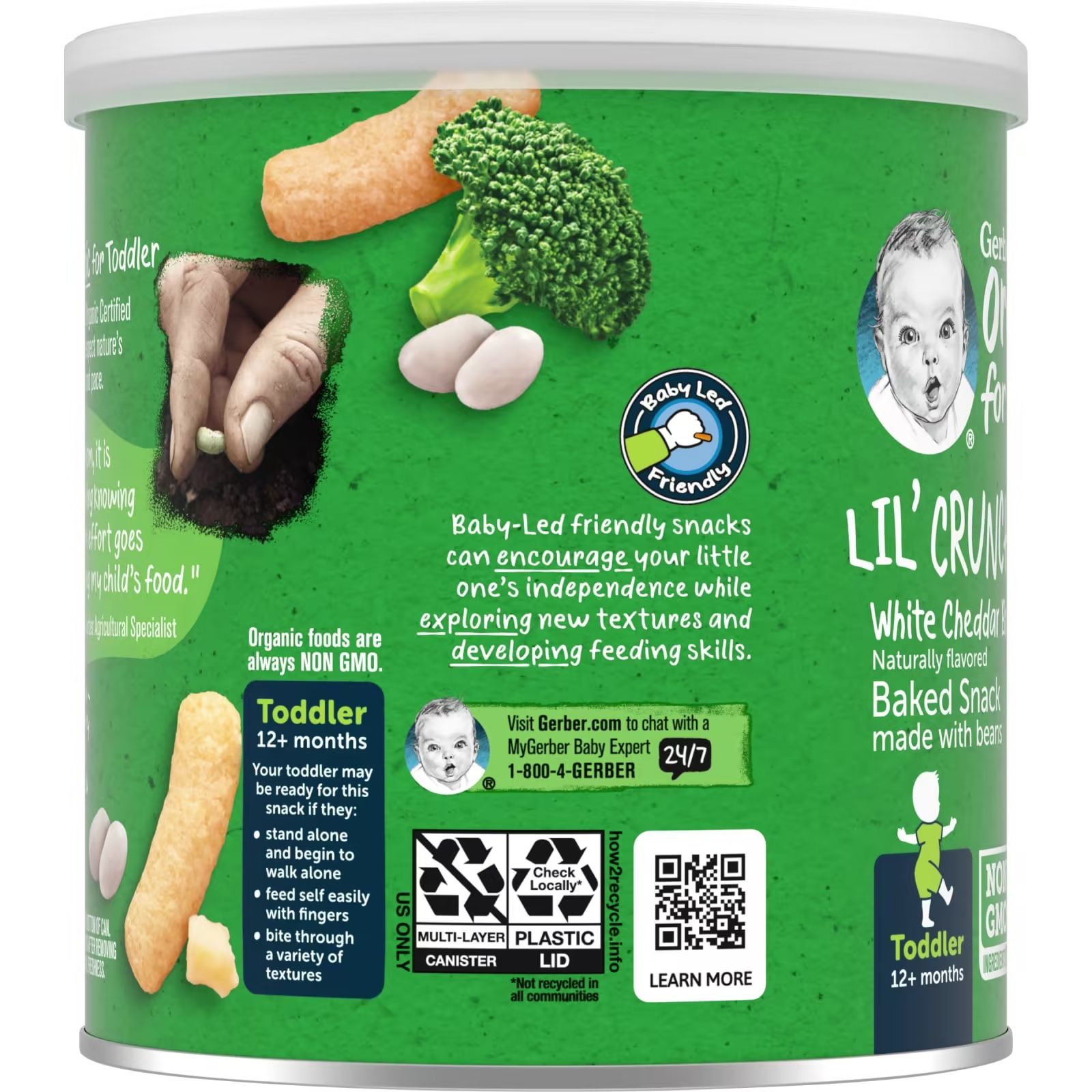BÁNH ĂN DẶM GERBER ORGANIC LIL’ CRUNCHIES CHO BÉ TỪ 12M+ (45G)