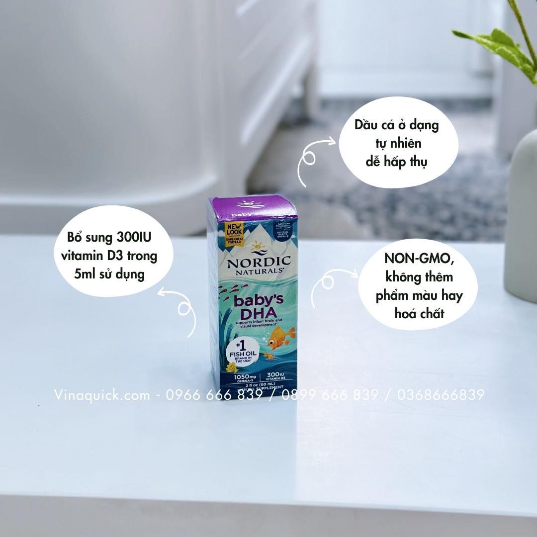 DHA CHO BÉ NORDIC NATURALS 1050 MG OMEGA-3 + 300 IU VITAMIN D3 60ML
