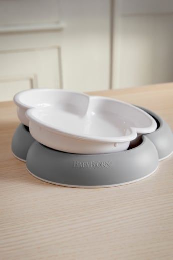 Set 2 Bộ Đĩa, Thìa, Dĩa Ăn Dặm Baby Bjorn - Màu Powder Grey