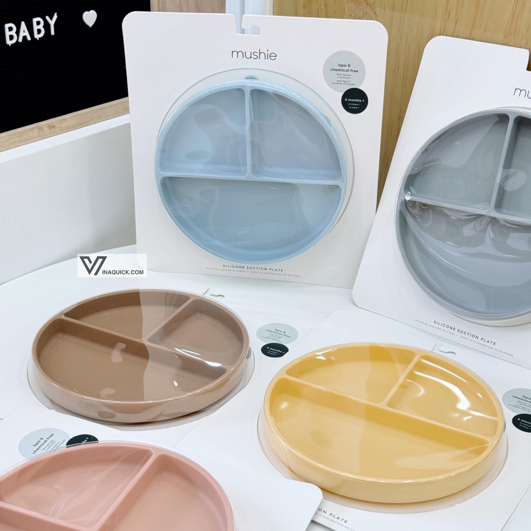 Khay Ăn Dặm Chia Ngăn Silicone Mushie