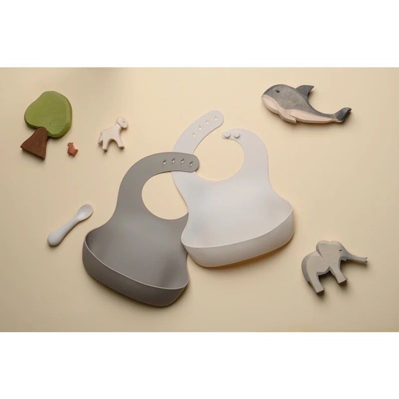 Yếm Ăn Dặm Màu Trơn Silicone Modui Cho Bé Từ 6M+