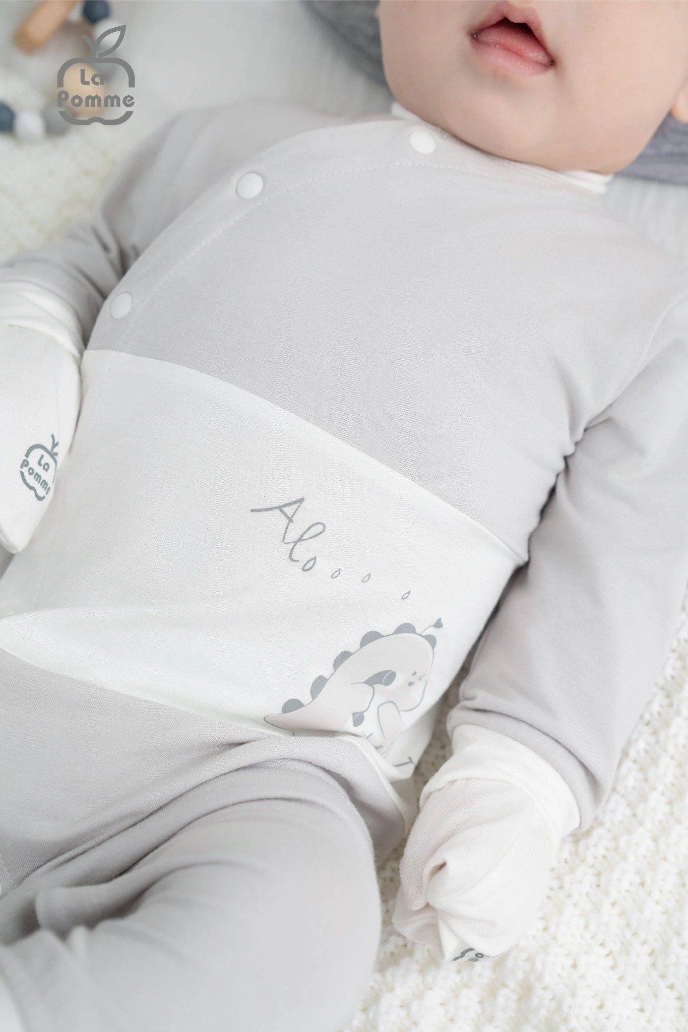 Body Dài Tay La Pomme Hoạ Tiết Đáng Yêu - Màu Ghi
