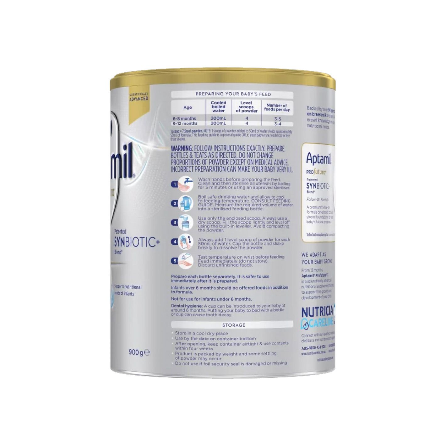 Sữa bột Aptamil Profutura Úc số 2 cho bé từ 6-12 tháng (900g) - CT
