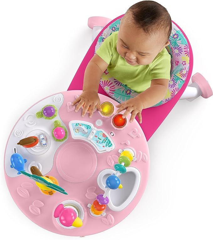 Xe tập đi Bright Starts Around We Go 2-in-1 Walk-Around Activity Center & Table, Tropic Coral
