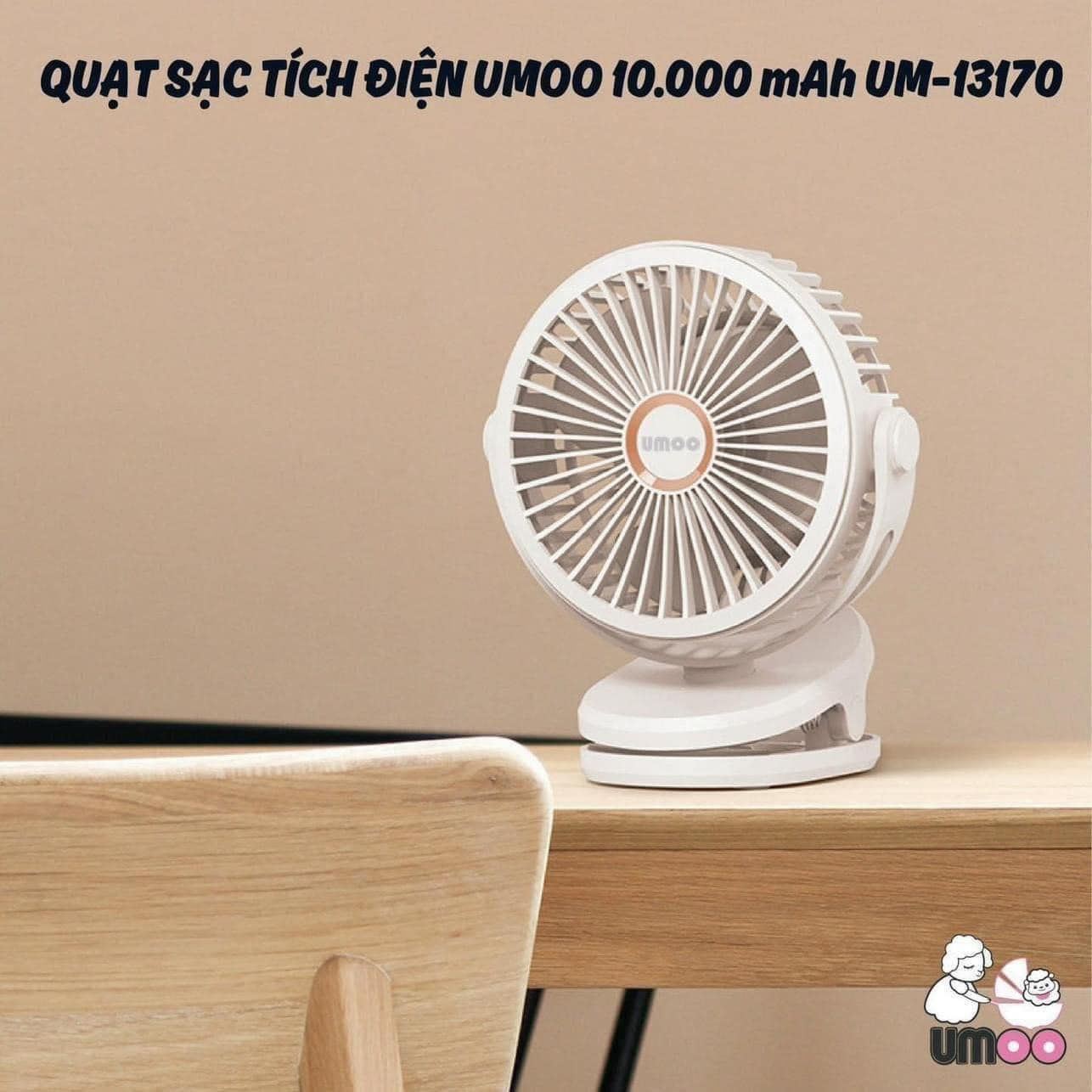 Quạt Tích Điện Kẹp Xe Đẩy Umoo UM13170