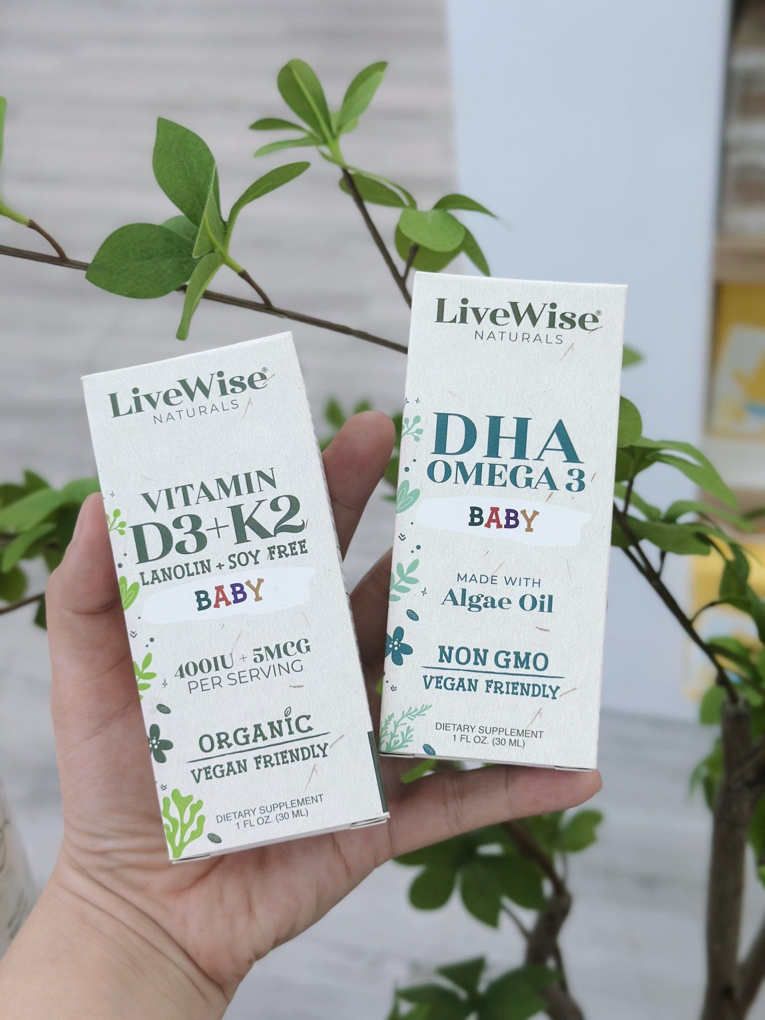 Vitamin D3K2 hữu cơ LiveWise Baby cho bé từ sơ sinh