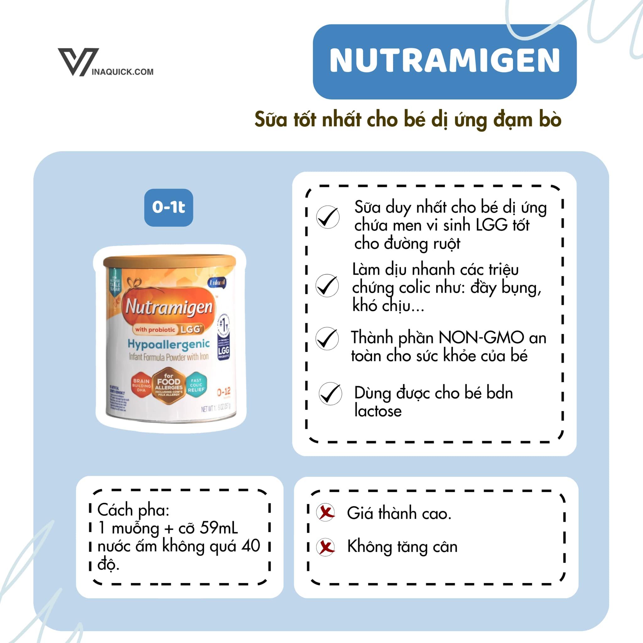 Sữa Bột Nutramigen® Hypoallergenic Infant Formula Từ 0-12 Tháng Dị Ứng Đạm Bò