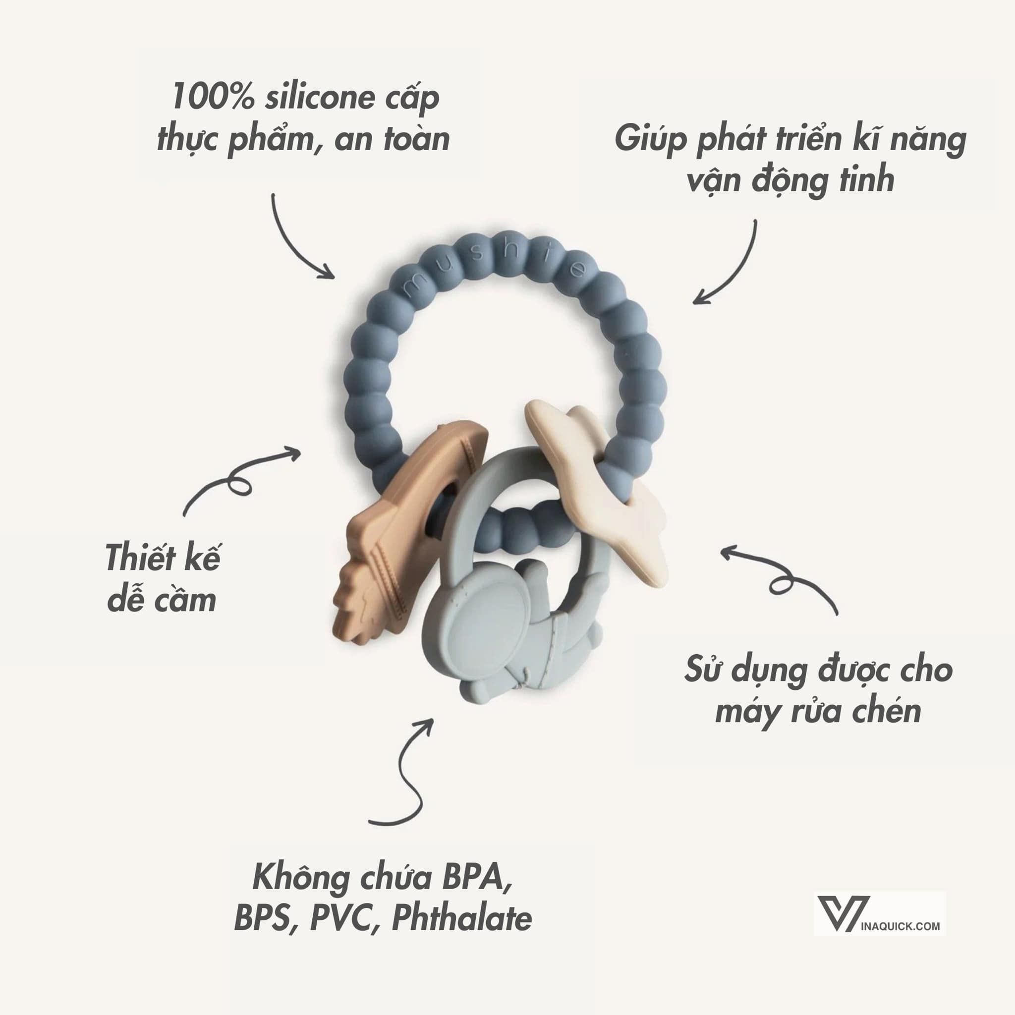 Bộ Vòng Đồ Chơi Gặm Nướu Mushie Teething Ring Cho Bé Từ 3M+