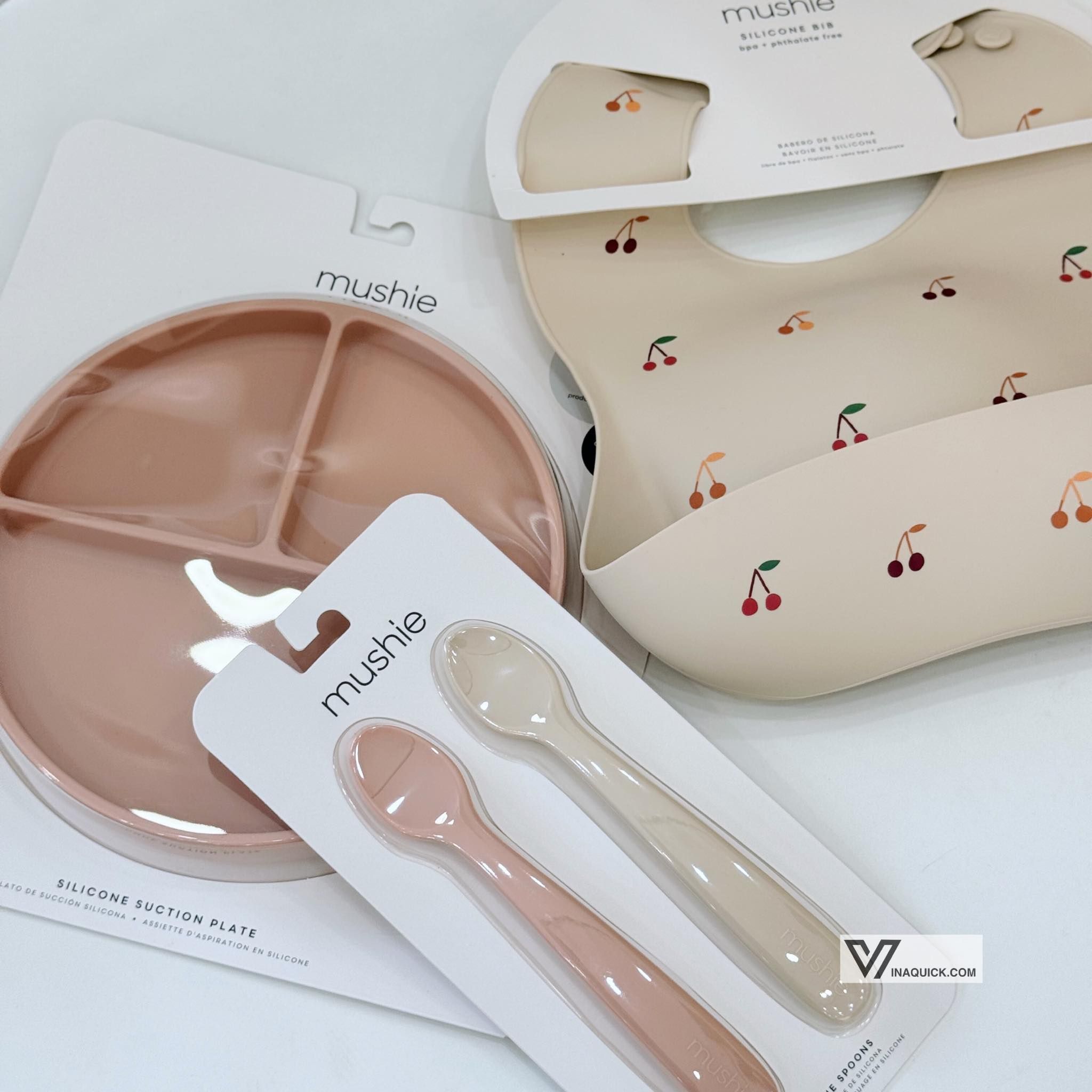 Set 2 Thìa Ăn Dặm Silicone Mushie Cho Bé