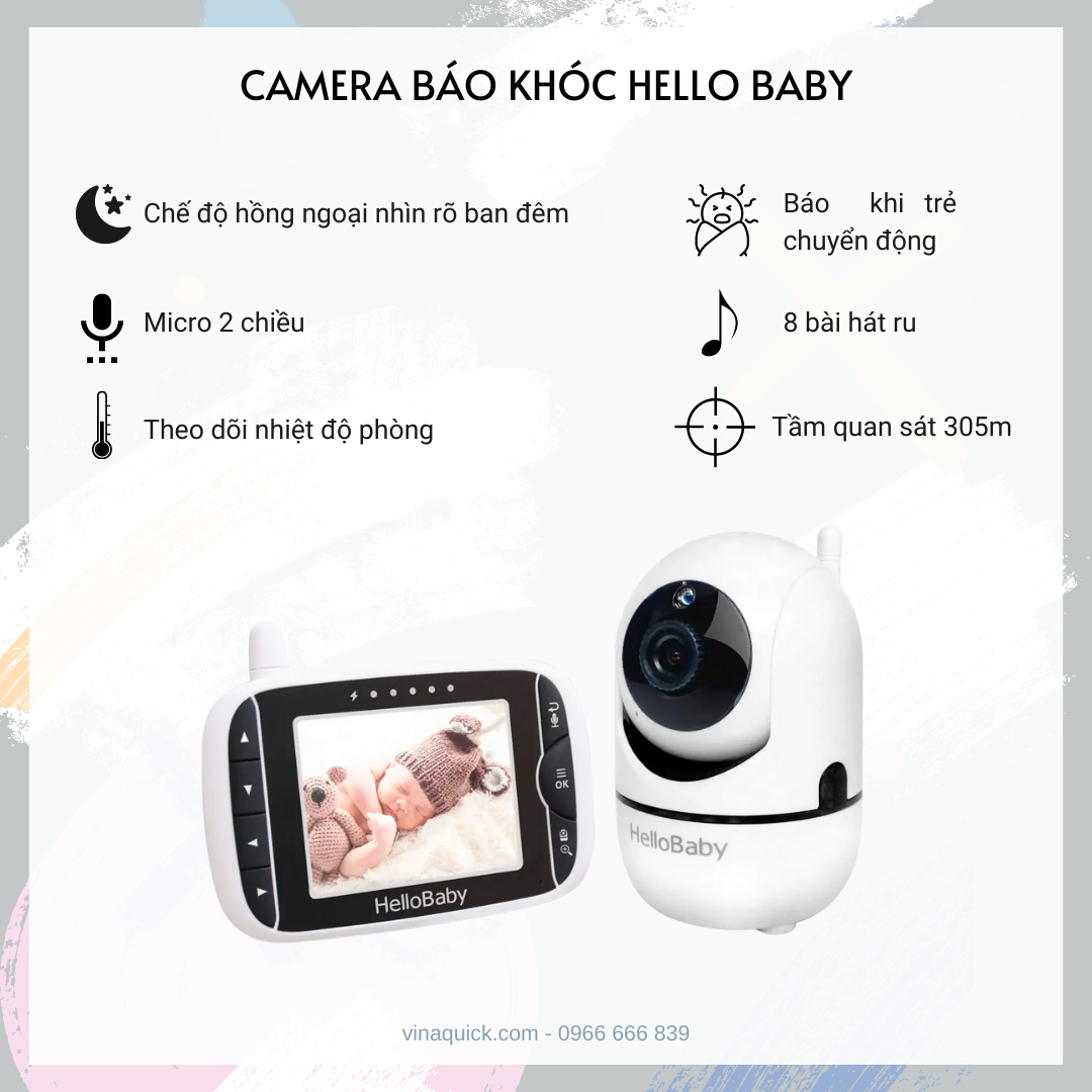 Camera theo dõi - báo khóc HelloBaby HB6550 (5 inch)