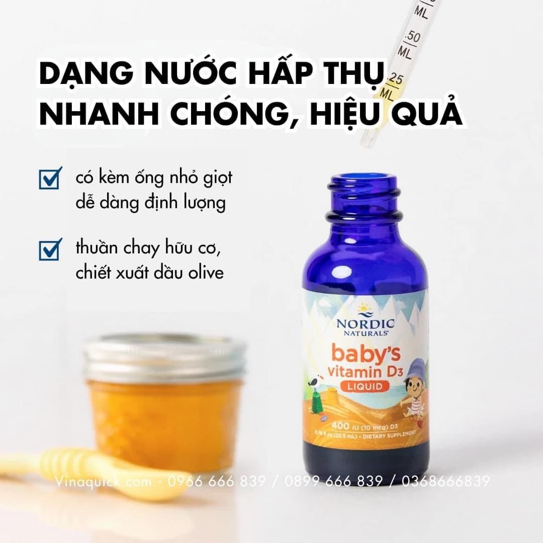 VITAMIN D3 NORDIC NATURALS 400 IU CHO BÉ TỪ SƠ SINH