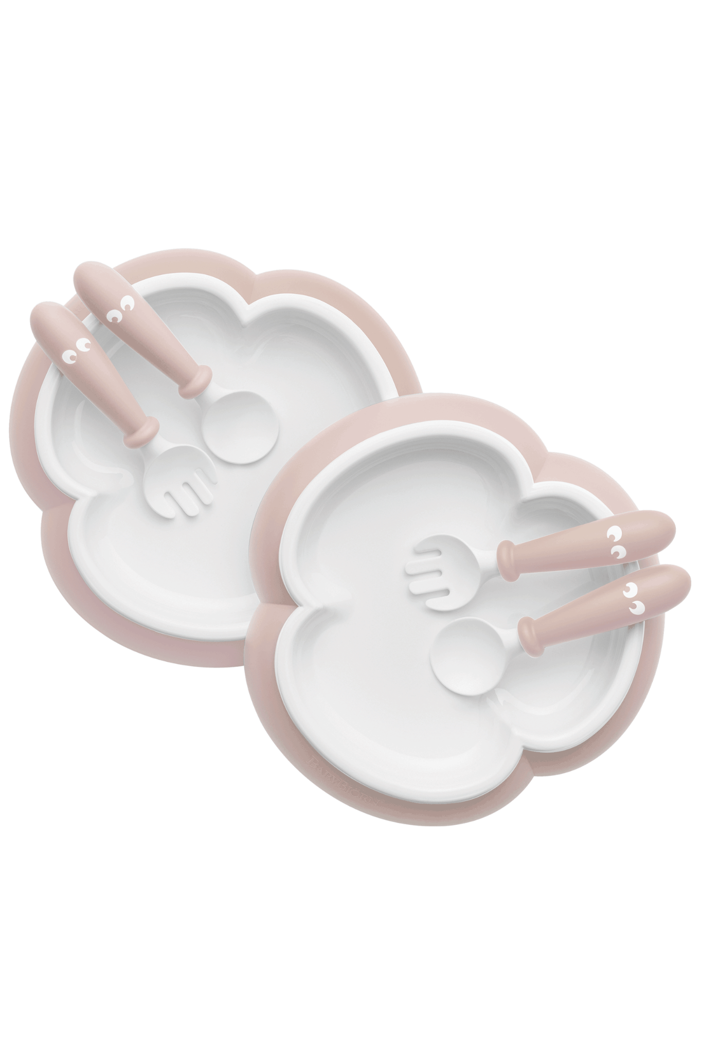 Set 2 Bộ Đĩa, Thìa, Dĩa Ăn Dặm Baby Bjorn - Màu Powder Pink
