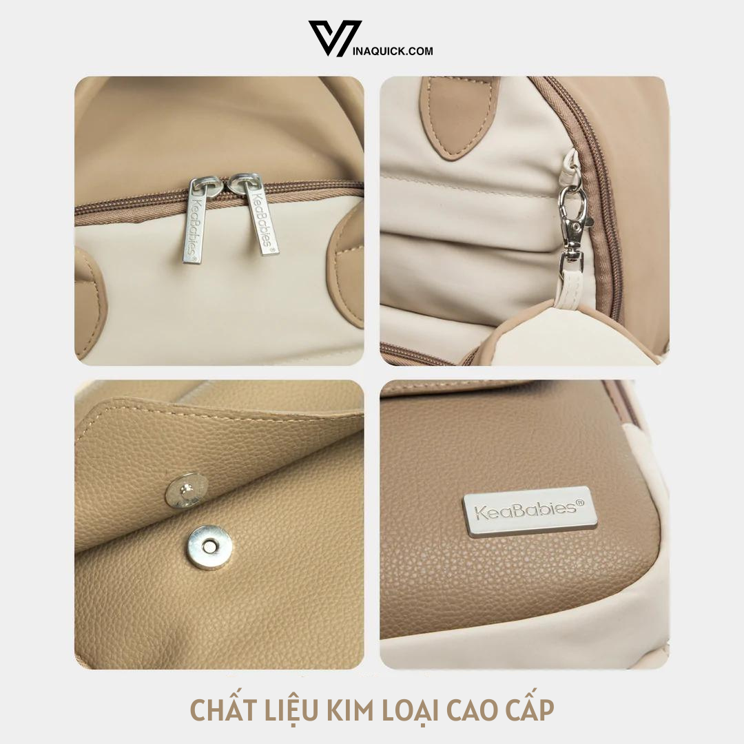 Ba lô bỉm sữa Keababies, Túi Bỉm Sữa Đa Năng - Latte