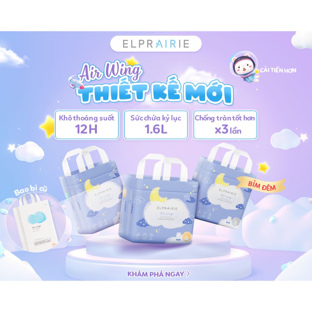 Tã/Bỉm Quần Ban Đêm Elprairie Air Wing Nội Địa Hàn