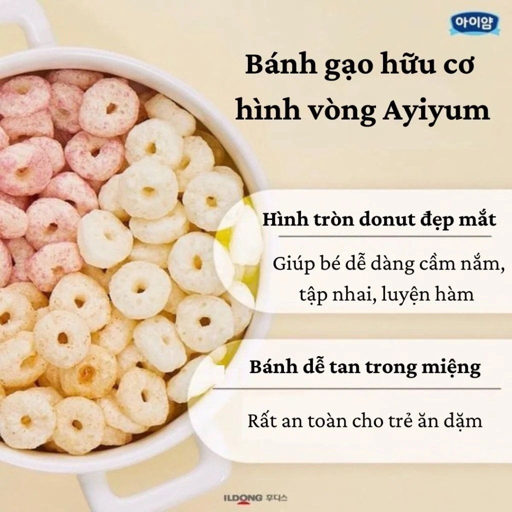 Bánh Gạo Hữu Cơ Hình Vòng ILDONG Hàn Quốc 40g (7M+)
