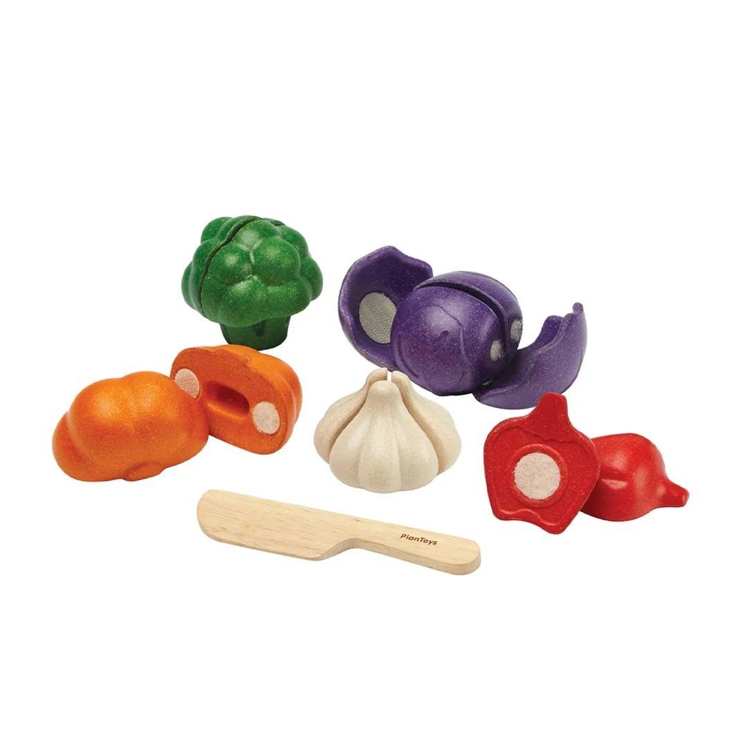 Đồ Chơi Gỗ PlanToys Bộ Cắt Rau Củ 5 Màu Sắc Cho Bé 18M+