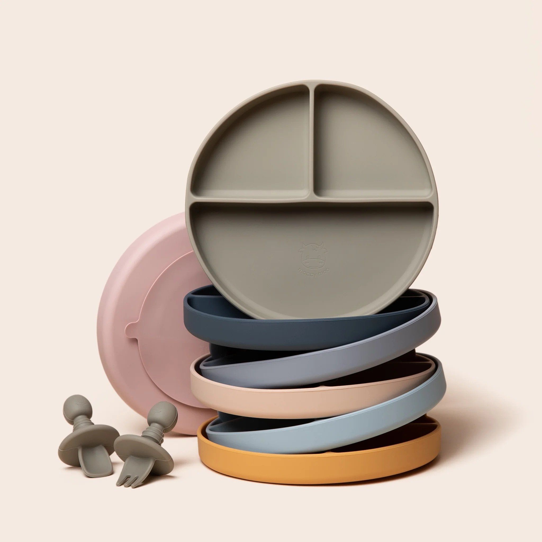 Khay Ăn Dặm Chia Ngăn Silicone Mushie
