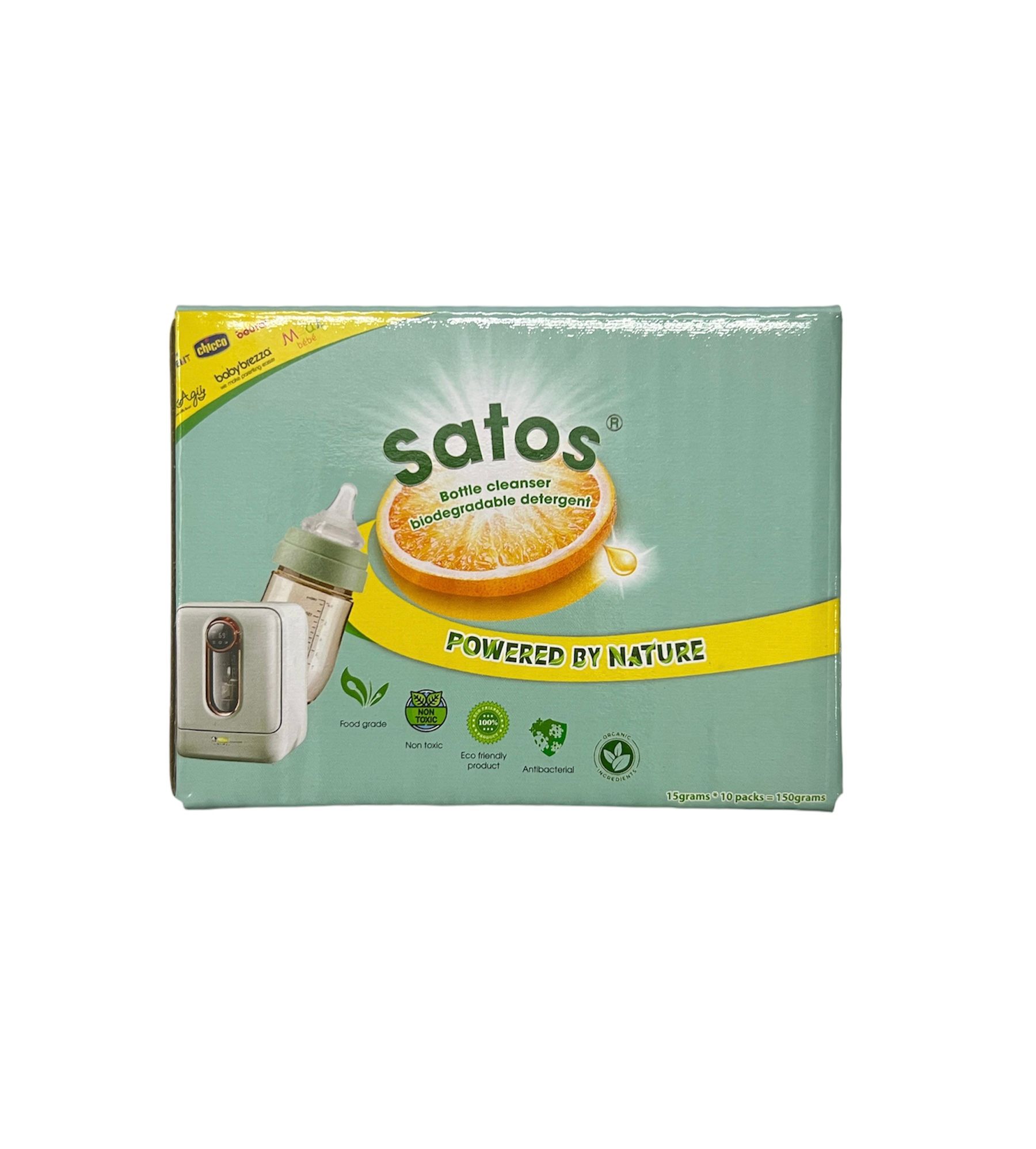 Bột Rửa Bình Sữa Sinh Học Satos Cho Máy Rửa Bình (10x15gr)