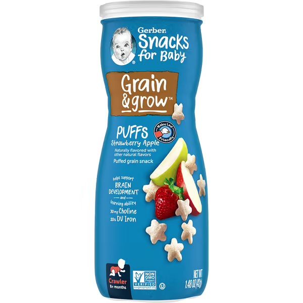 BÁNH ĂN DẶM GERBER PUFFS (42G) - VỊ DÂU TÁO