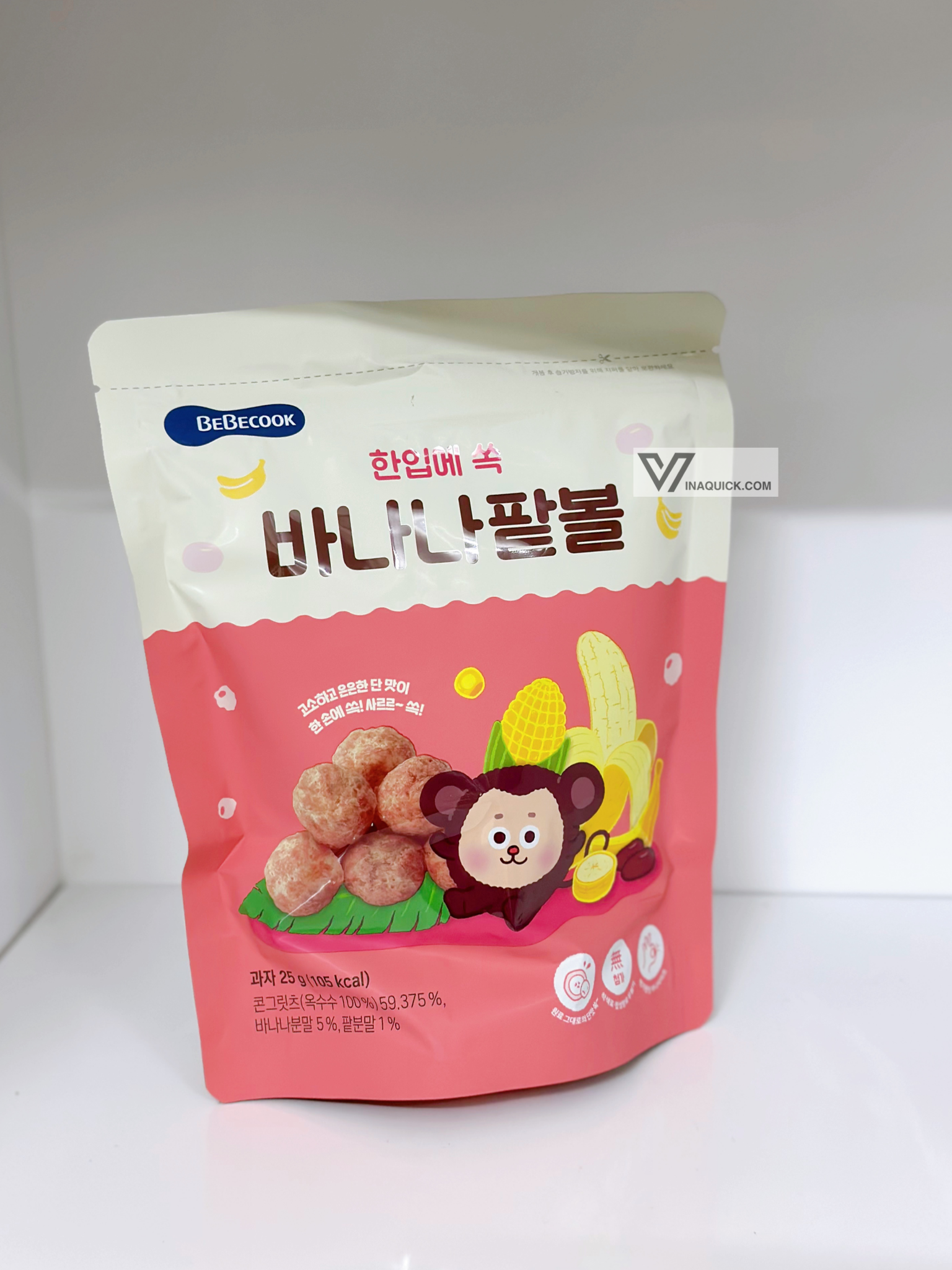 Bánh Bỏng Bi Bebecook - Vị Chuối Và Đậu Đỏ 25g