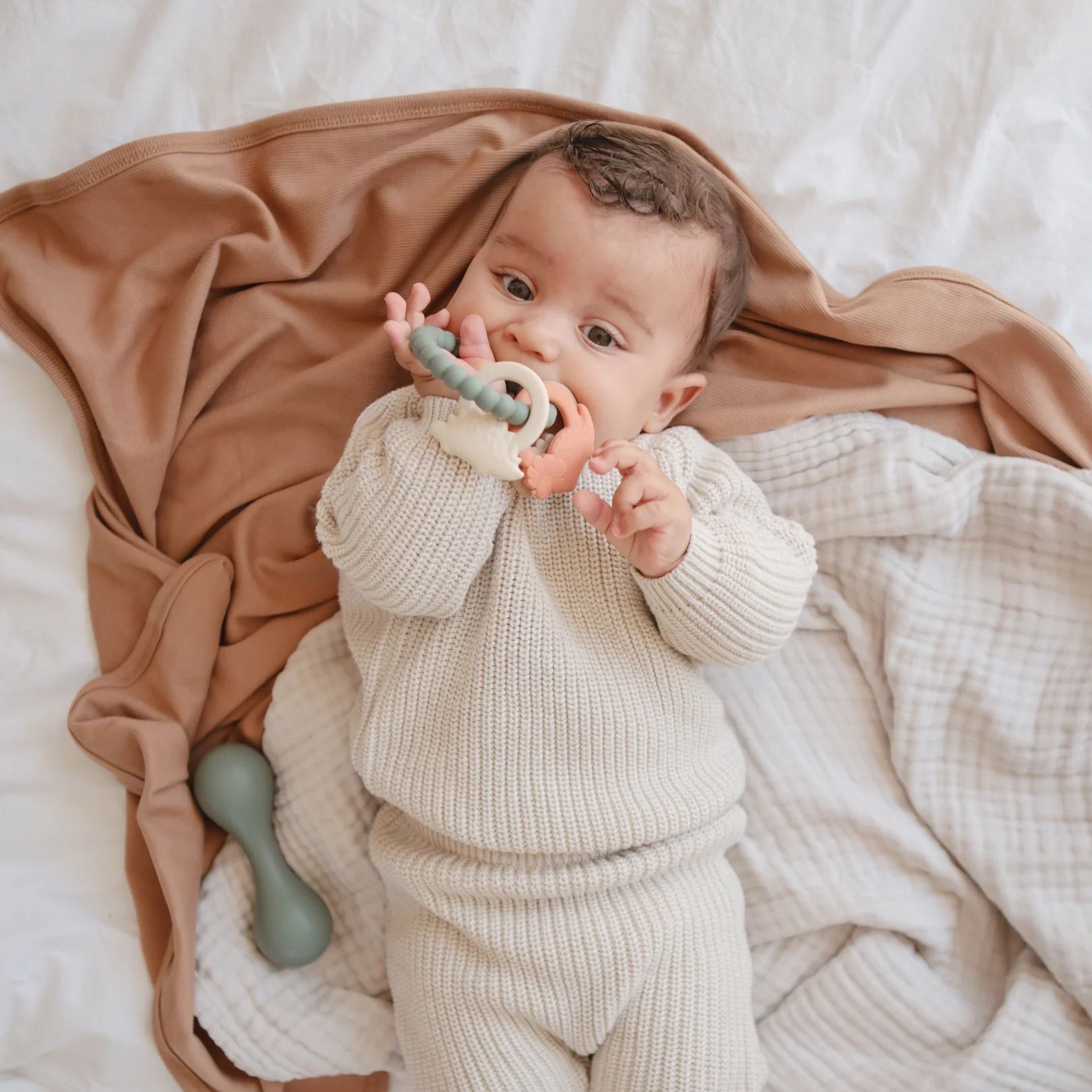 Bộ Vòng Đồ Chơi Gặm Nướu Mushie Teething Ring Cho Bé Từ 3M+