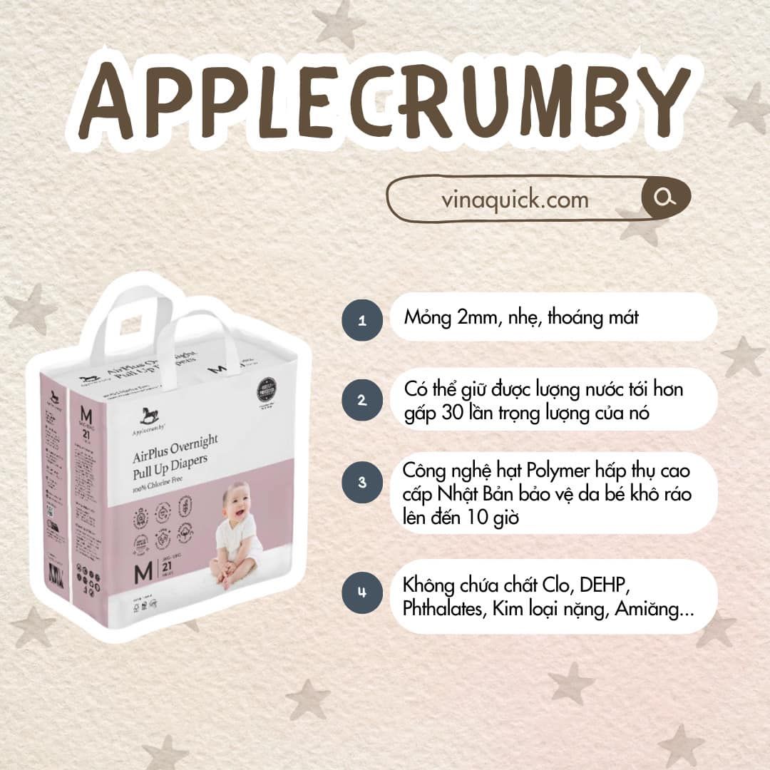 (MINI) BỈM TÃ QUẦN ĐÊM APPLECRUMBY AIRPLUS OVERNIGHT