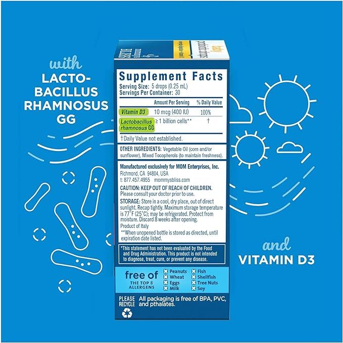 Vitamin D kết hợp men vi sinh Mommy's Bliss Baby Probiotic Drops 10ml