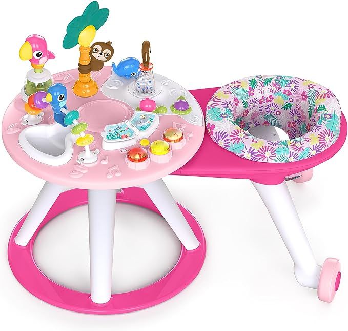 Xe tập đi Bright Starts Around We Go 2-in-1 Walk-Around Activity Center & Table, Tropic Coral