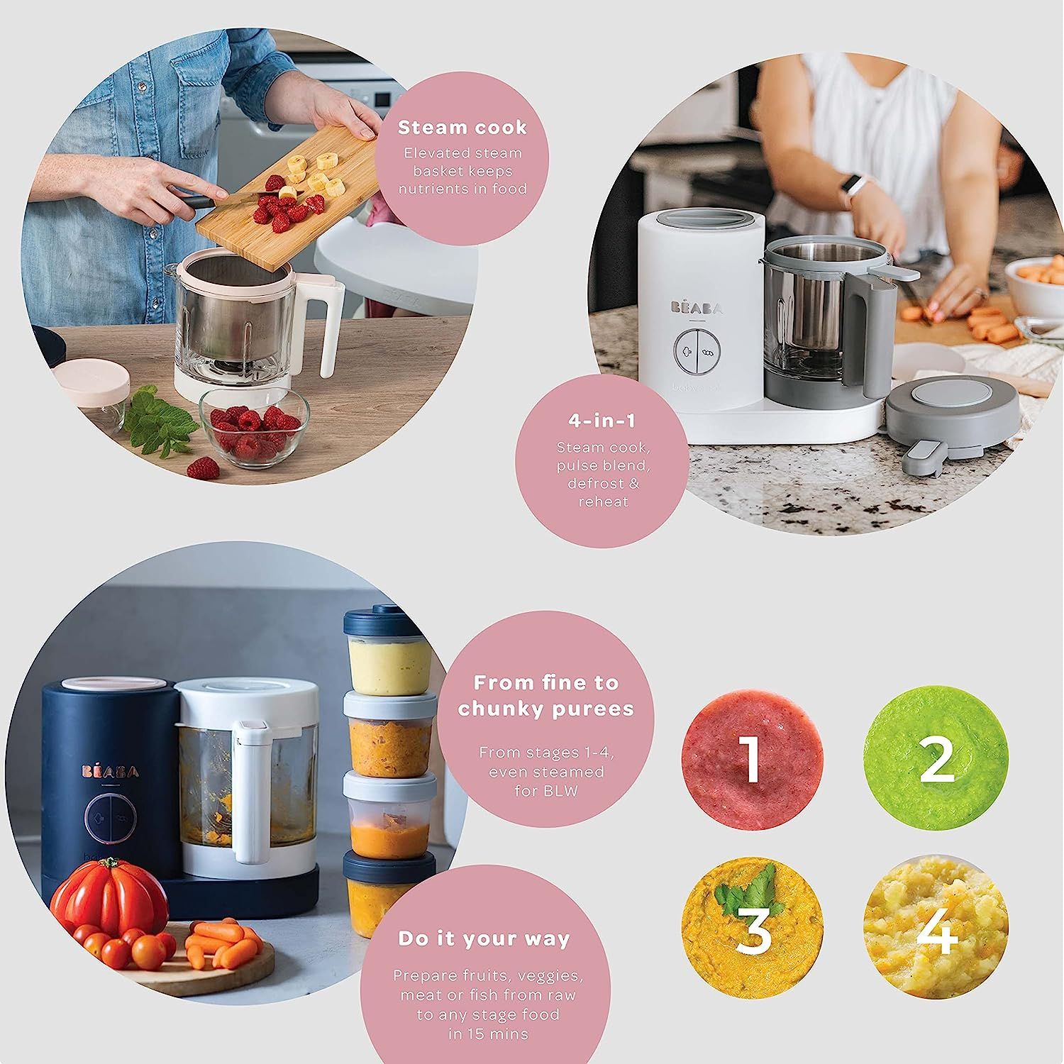 Máy Làm Đồ Ăn Dặm Béaba Babycook Neo - Màu Night Blue
