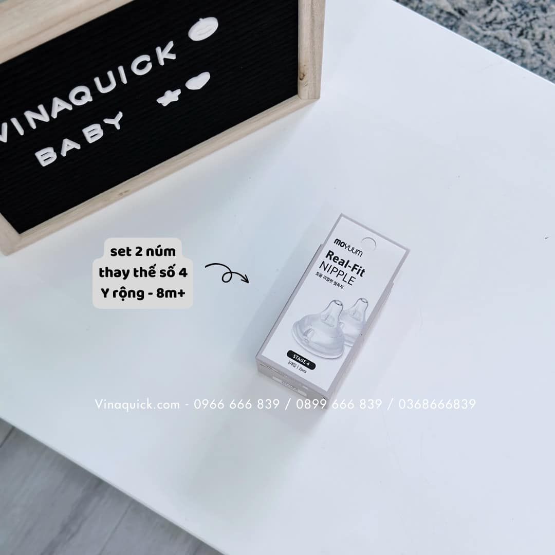 Set 2 Núm Ti Cổ Rộng Thay Thế Bình Sữa Moyuum Siêu Mềm
