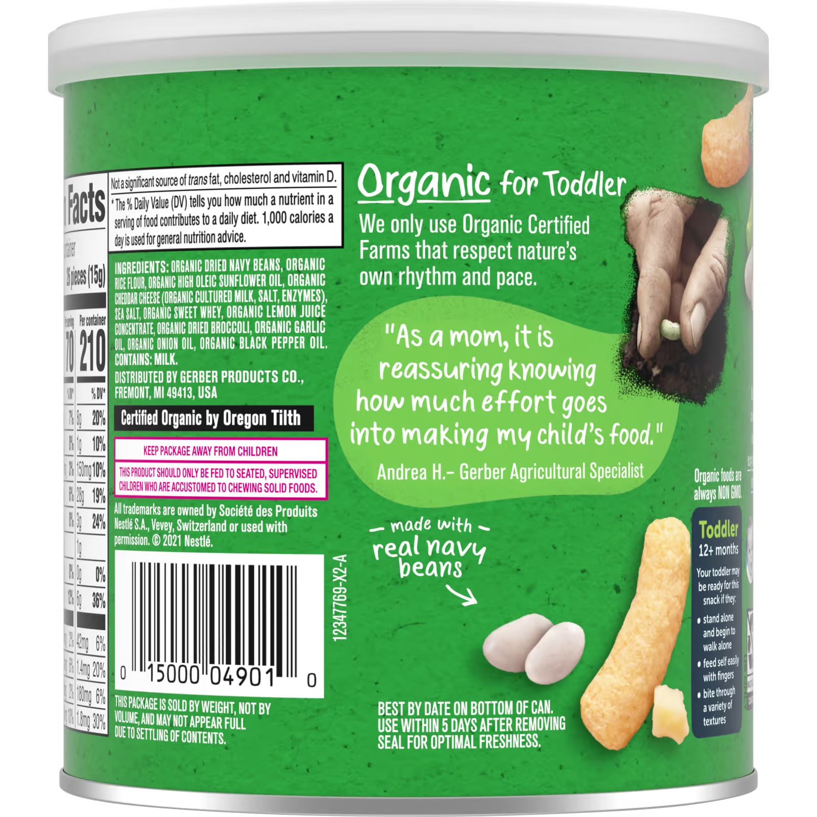 BÁNH ĂN DẶM GERBER ORGANIC LIL’ CRUNCHIES CHO BÉ TỪ 12M+ (45G)