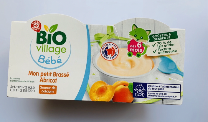 Sữa chua hữu cơ Bio Village Bébé của Pháp cho bé từ 6M vị Đào