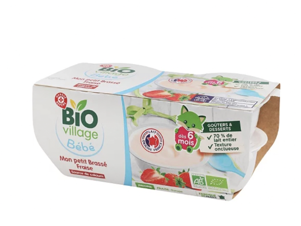 Sữa chua hữu cơ Bio Village Bébé của Pháp cho bé từ 6M vị Dâu