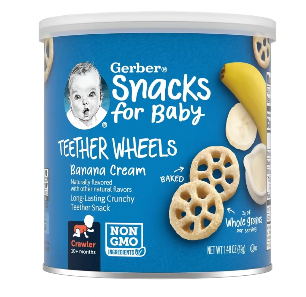 BÁNH ĂN DẶM GERBER TEETHER WHEELS CHO BÉ TỪ 10M+ (42G)