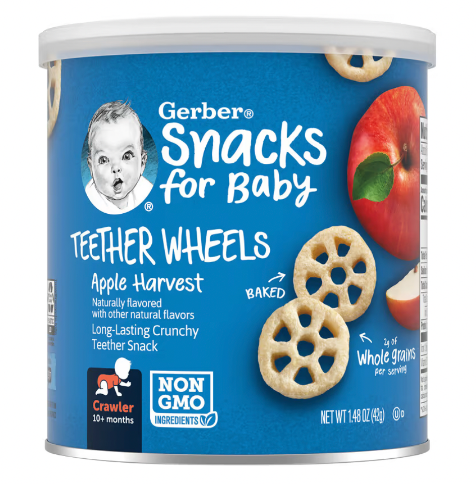 BÁNH ĂN DẶM GERBER TEETHER WHEELS CHO BÉ TỪ 10M+ (42G)