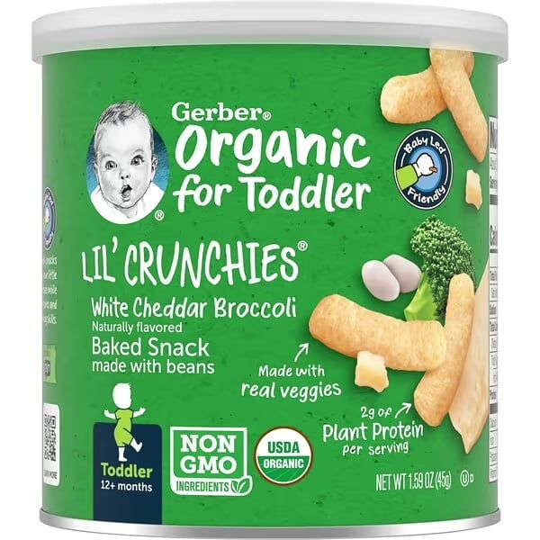 BÁNH ĂN DẶM GERBER ORGANIC LIL’ CRUNCHIES CHO BÉ TỪ 12M+ (45G)