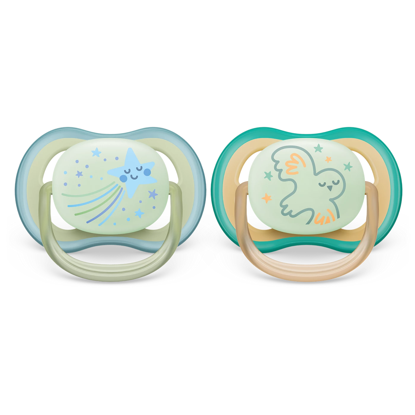 Set 2 Ti Giả Philips Avent Thông Khí Ultra Air Nighttime Phát Quang (0-6M)